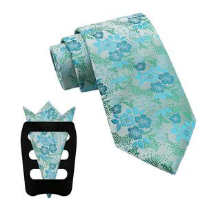 6170 Floral Ties , 3pcs/set Neck Tie Pocket Square Holder Set for Wedding